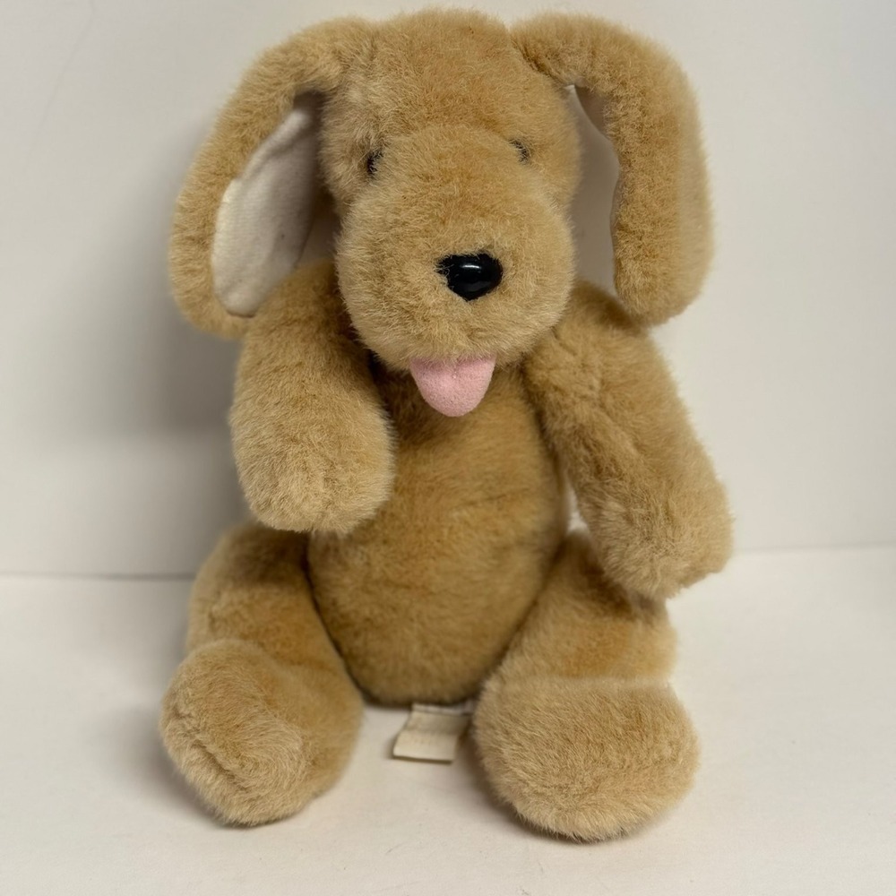 Ganz Heritage Collection Puppy Dog Plush 11" Jointed Tan Tongue Out‎